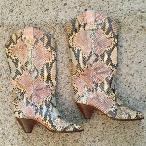 Vintage Shoes - VINTAGE FULL PYTHON WESTERN COWBOY BOOTS, AMAZING!